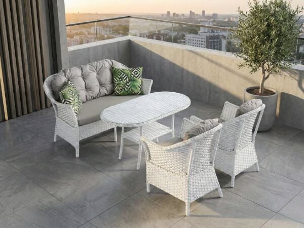 Rattan Masalı Bahçe Oturma Grubu Dolce Açık Gri