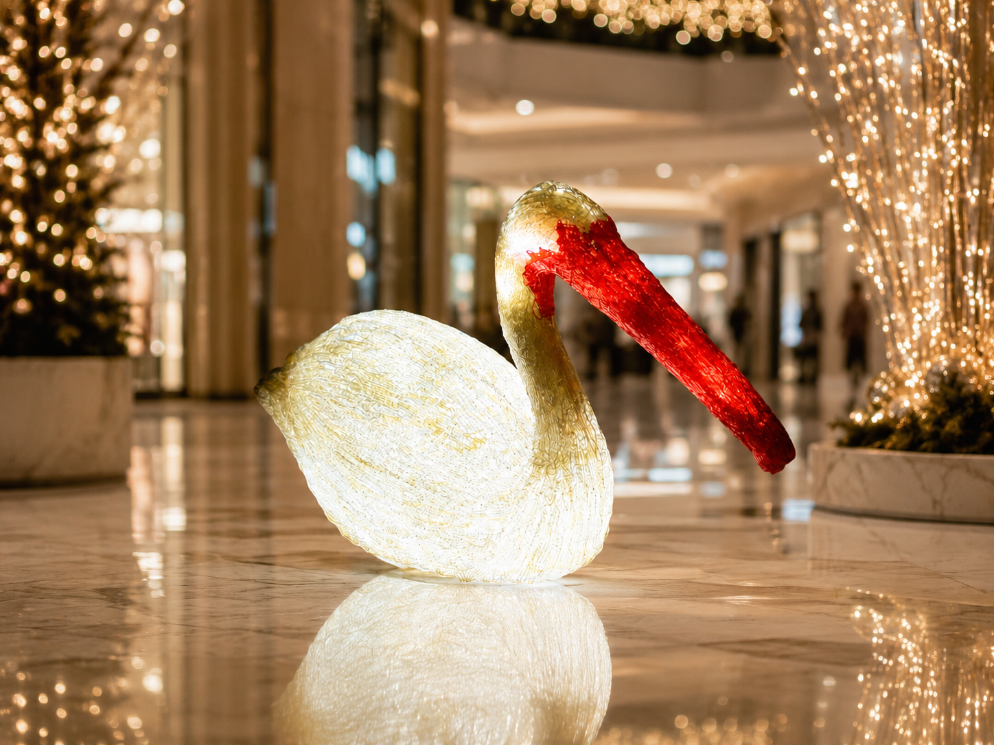 LED Işıklı Akrilik Pelikan Obje