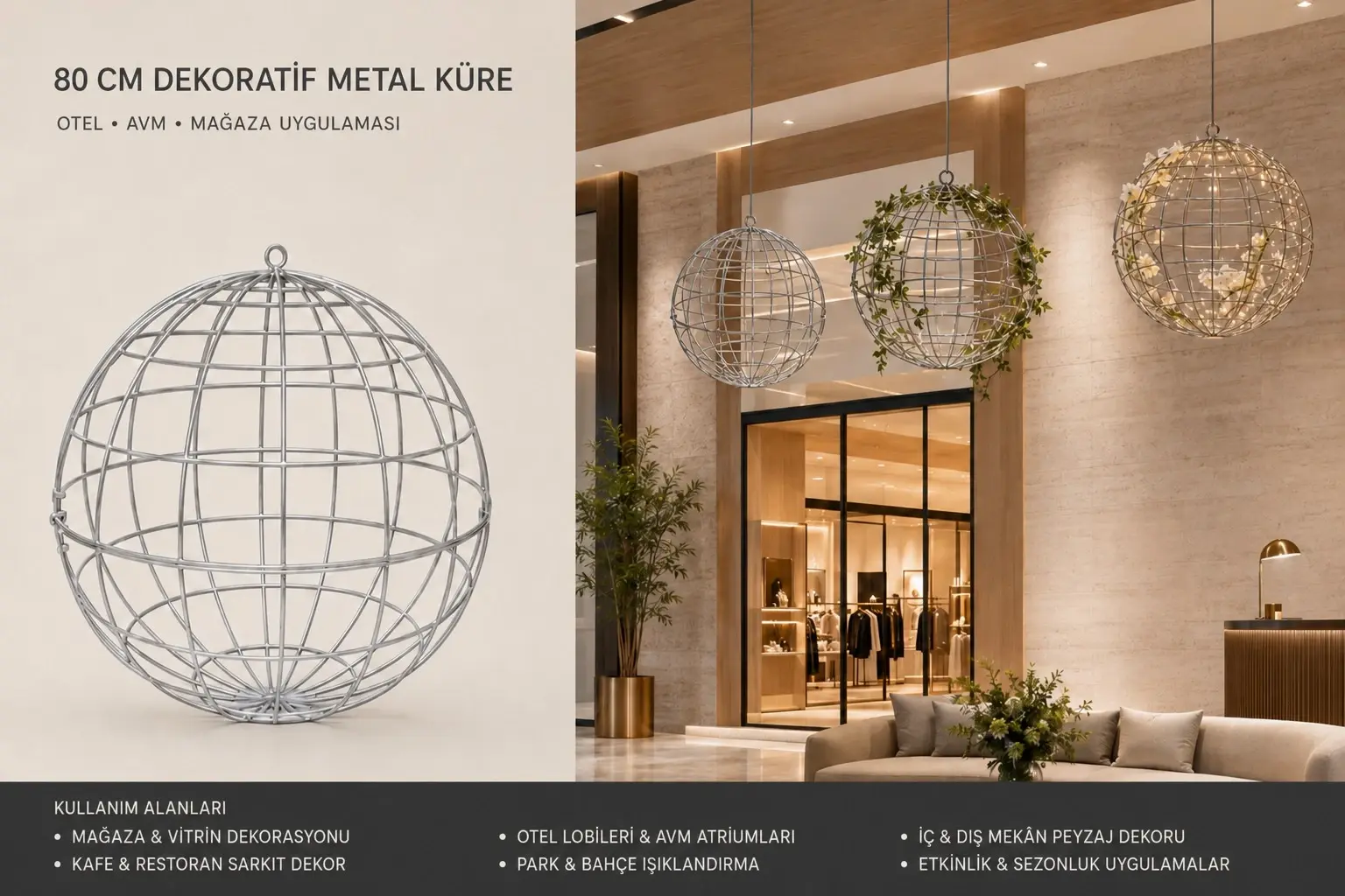 Dev Yılbaşı Topu 80 cm Metal Küre İskeleti