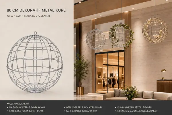 80 cm Dekoratif Metal Küre İskeleti | Sarkıt ve Peyzaj Dekoru