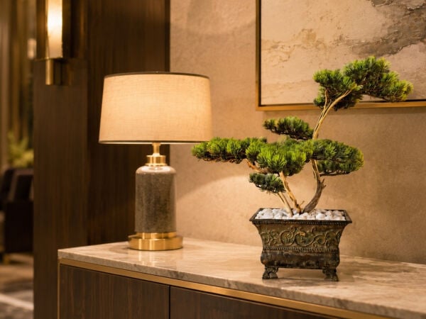 60 cm Yapay Bonsai Ağacı - Eskitme Bakır Saksılı