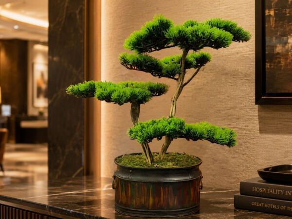 66 cm Yapay Bonsai Ağacı - Eskitme Bakır Saksılı