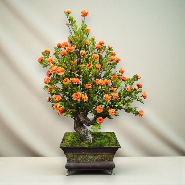 120 cm Yapay Bonsai Ağacı - Eskitme Bakır Saksılı