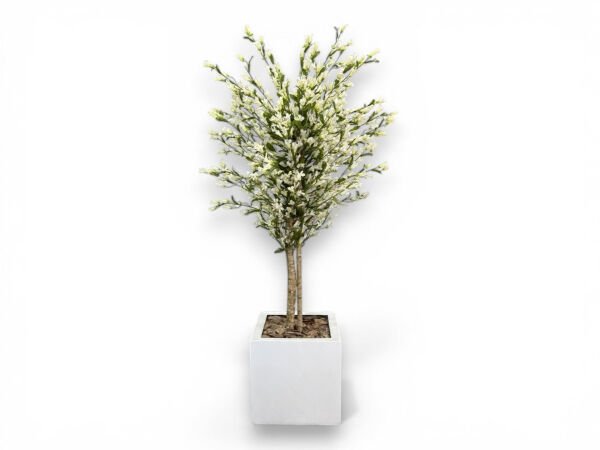 Doğal Gövdeli Yapay Ağaç - 220 cm Beyaz Saksılı