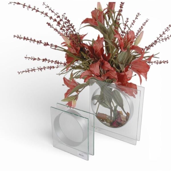 Metal Detaylı Cam Vazo 26x26cm